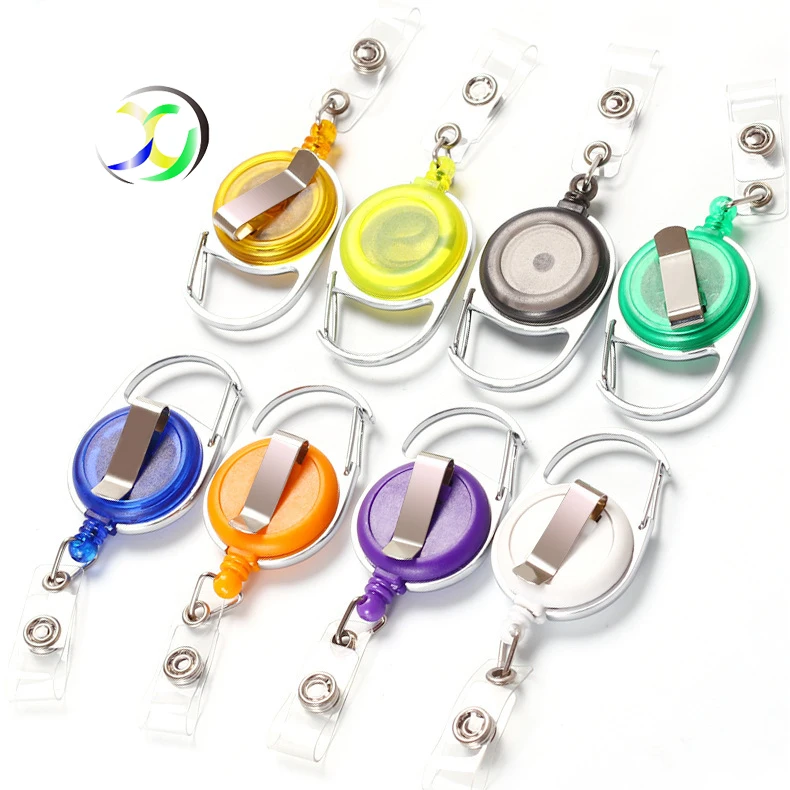 Hot sale nice Carabiner retractable recoil yoyo ski pass id card holder retractable badge reel key chain