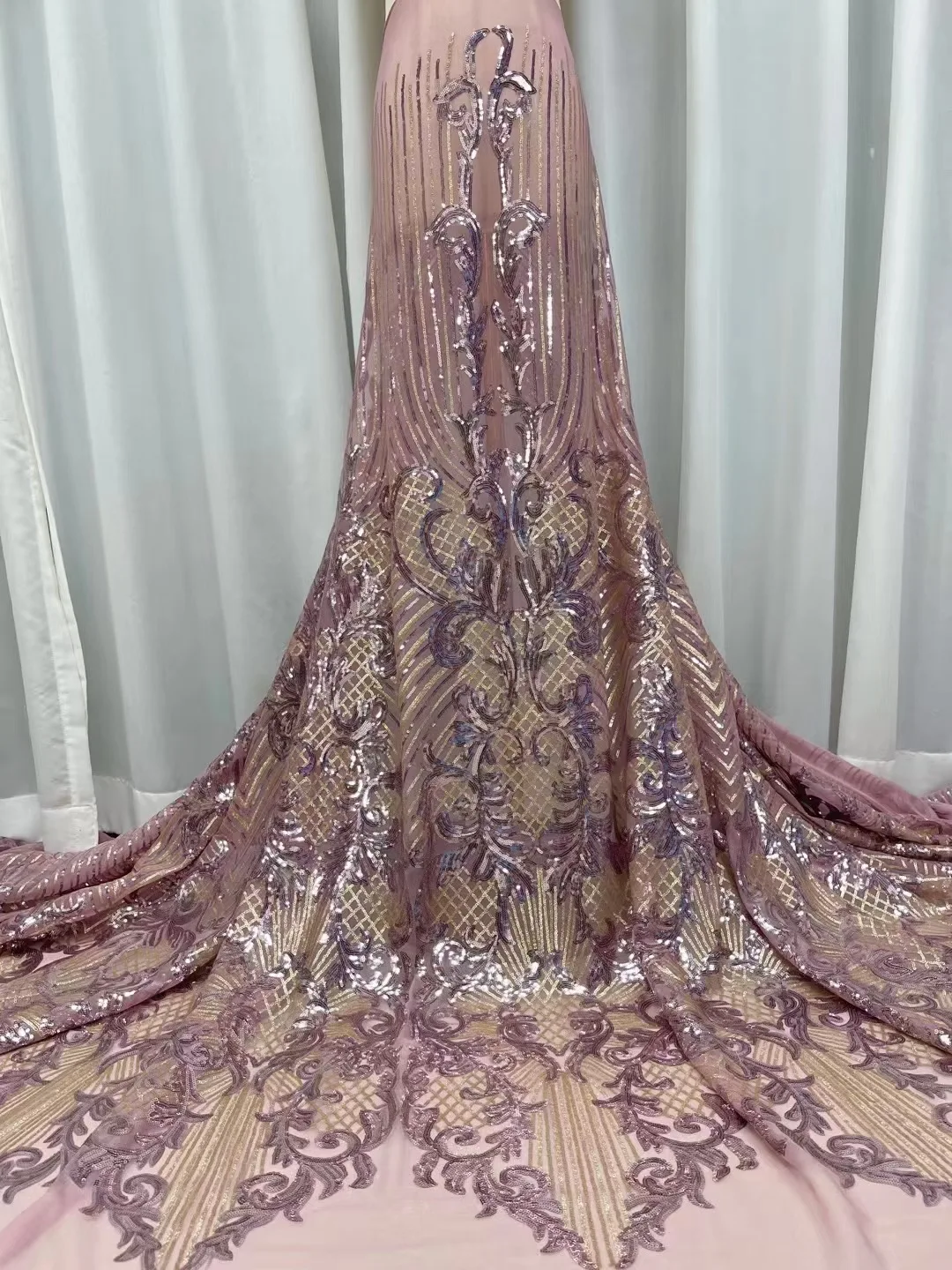 wholesale price sequin embroidery lace fabric African lace American wedding dress fashion embroidered cloth