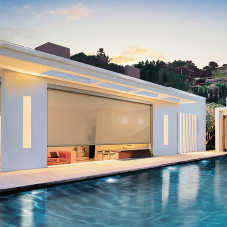 Yilian Aluminium Roller Shades Outdoor Rainproof Motorized Zipped Screens