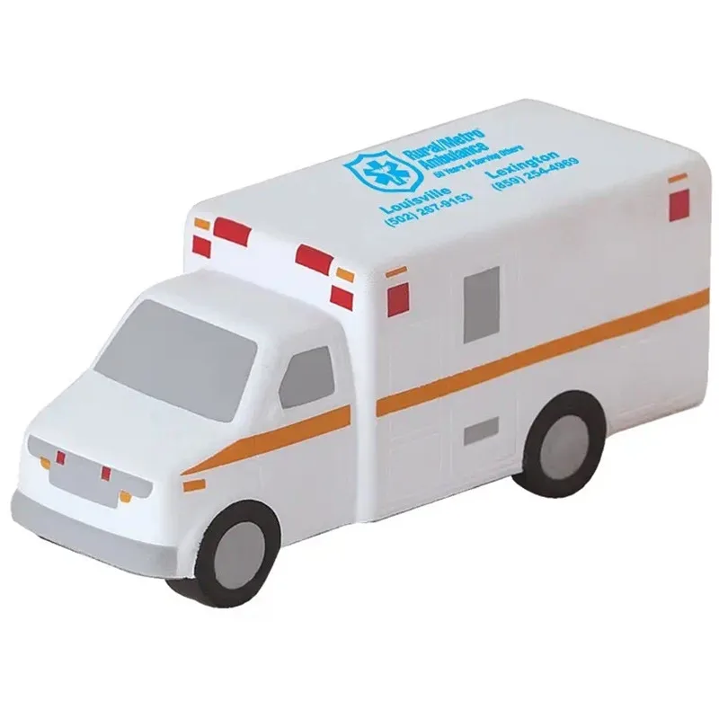 promotional pu squeeze foam reliever ambulance shaped stress ball for child toy