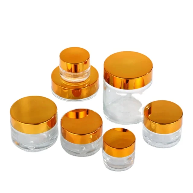 Hot 10g20g30g50g100g glass jar frosted glass jar gold silver black white lid color can be customized can be printed