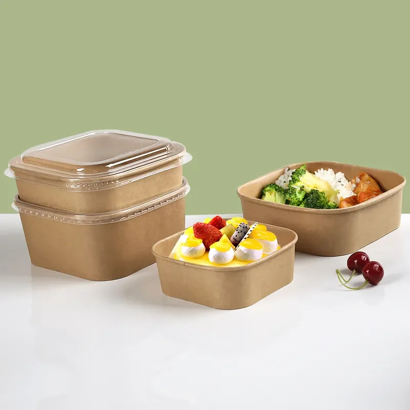 pulp rectangular salad bowl 30 36 oz rectangular round salad bowl biodegradable insulated bowl with lid