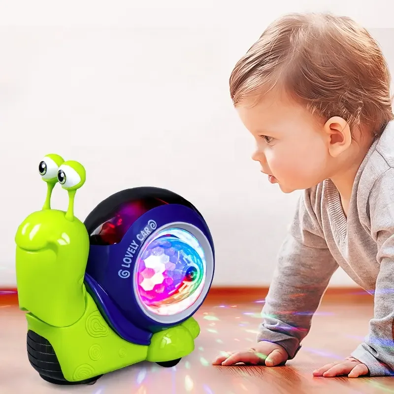 Wholesale Electric Lovely Walking Snail Toy With Music Light Walking Snail Baby Educational Toy Sensor Obstacles Avoidance Snail