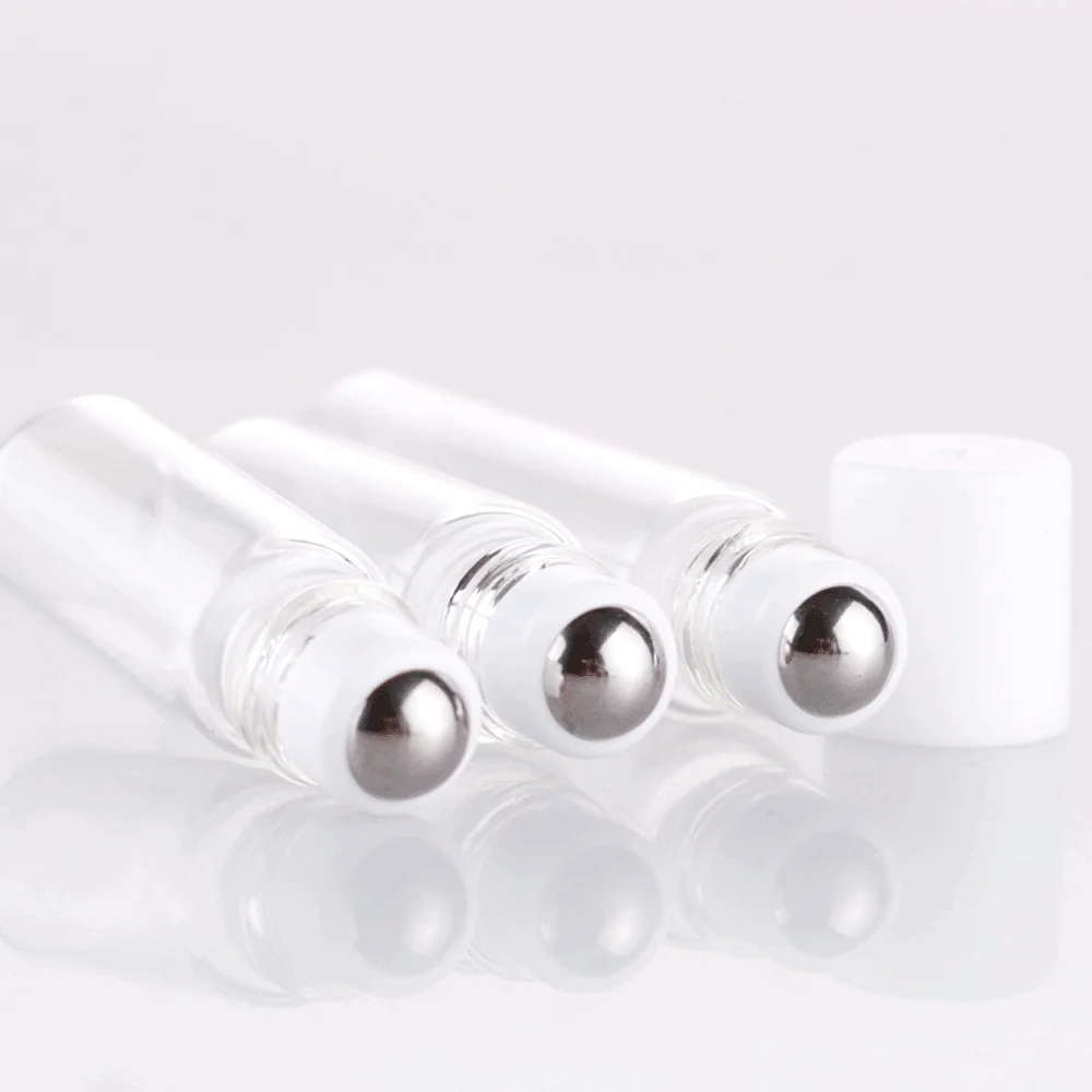 Cosmetic 2Ml 2 Ml 3Ml 5Ml 5 Ml Cylindrical Pocket Mini Clear Glass Essential Oil Perfume Roll On Bottle Vial With Plastic Cap