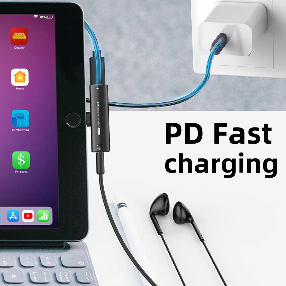 PD 3A Fast Charging Type C To Type C 3.5mm Connector USB Converter Adapter For Laptops Headphones