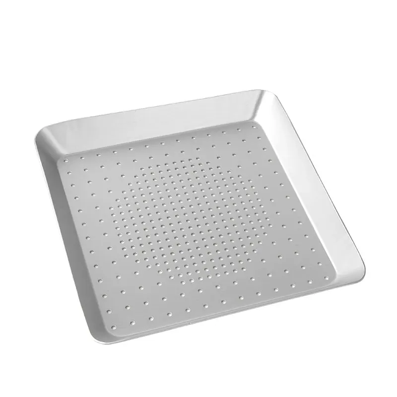 square pizza pan with holes  8'10'12'13'15'inch aluminum non stick pizza pan lid  perforated baking sheet for oven