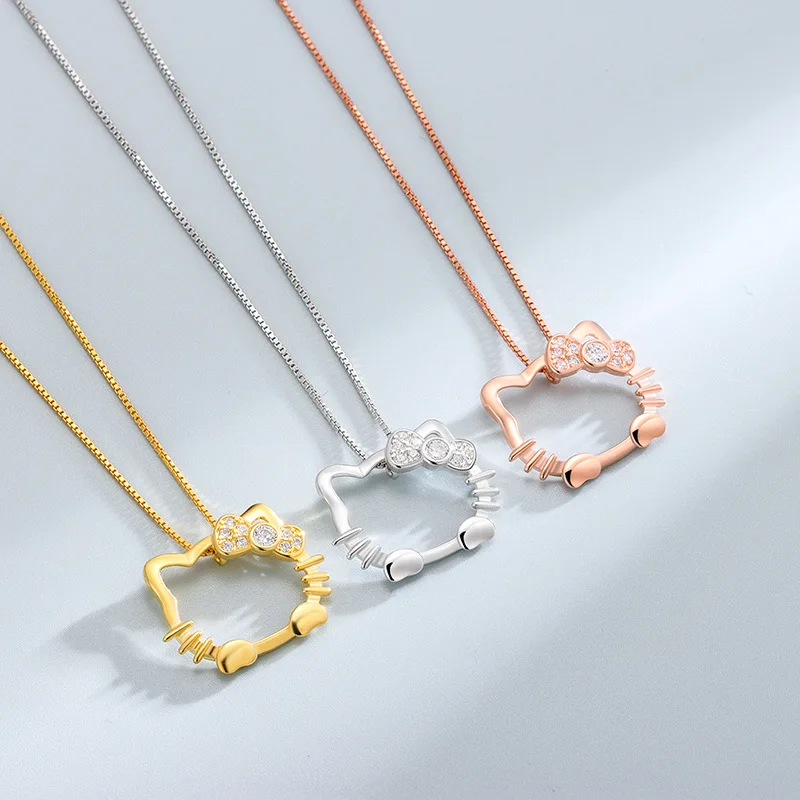 Customized jewelry wholesale cubic zircon joyeria de plata 925 sterling silver pendant cat hello kitty jewelry