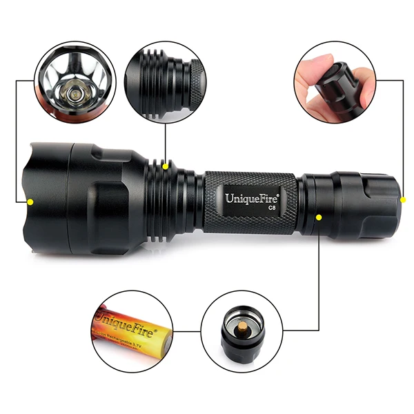 C8 Xm-L2 1200Lm 10W Outdoor High Lumens Hunting Attack Aluminum Alloy Head Led Light Flashlight