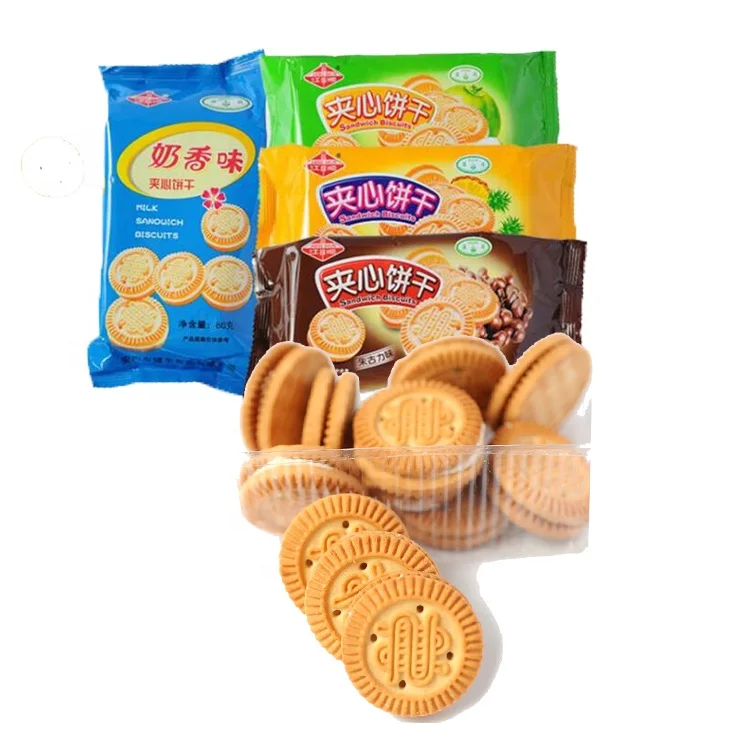 
Wholesale Assorted Sandwich Cream Filling Biscuit Cookie (Milk,coconut, Chocolate Flavor) 