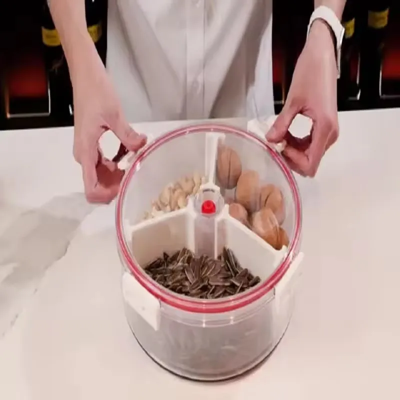 Transparent Sealed Fresh Preservation Jar Divided Plastic Rectangular Snack Nut Storage Box With Lid