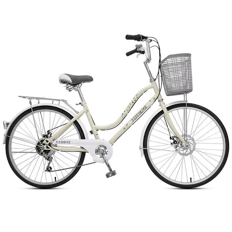 Лидер продаж, недорогой городской велосипед в стиле ретро, 24 дюйма, Односкоростной женский городской велосипед