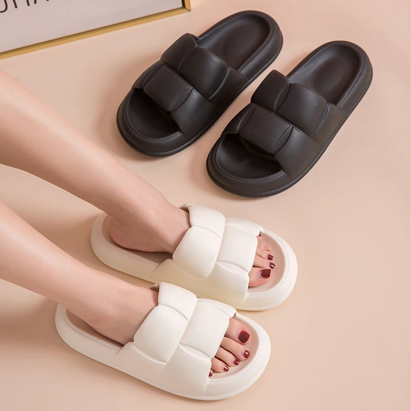 fashion outdoor latest simple design checked Thick soles slippers cool comfortable summer Household antiskid slipper for women
