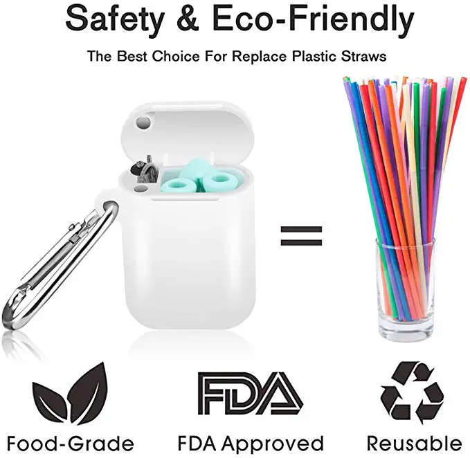 New Product Portable Collapsible Silicone Drinking Reusable Straw With Case
