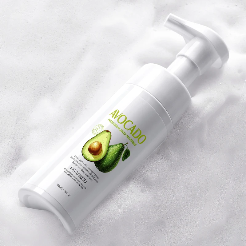 OEM FAYANKOU private label OEM natural skin care face wash whitening deep cleansing avocado facial cleanser Mousse