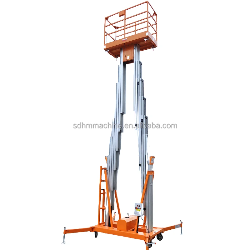 Shandong factory 8-16m double mast aluminium lift/electric manlift hydraulic lifting table