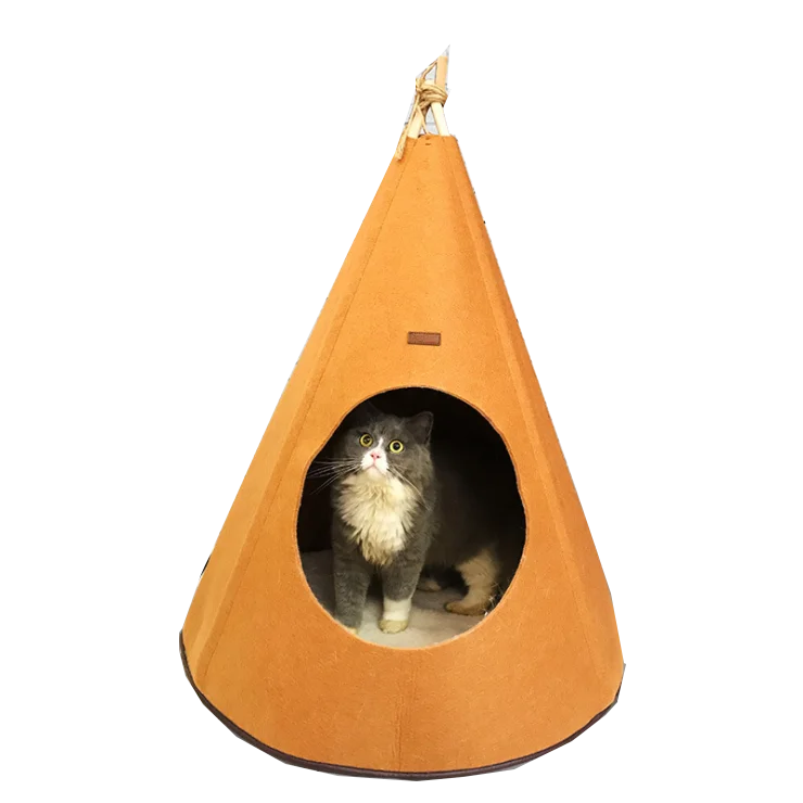 High Quality Indoor Cats Felt Pet Nest Tube House Bed Round Cave