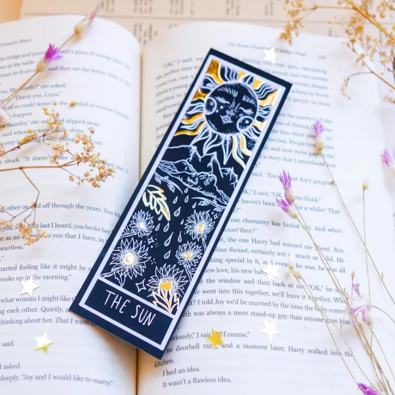 Custom Tarot The Sun Reading list book mark Star Gold Foil Paper Bookmarks