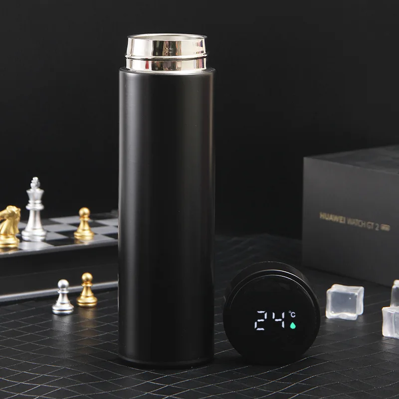 304 Office Business Straight Body Vacuum Stainless Steel Intelligent Temperature Measuring Insulation Cup With Filter Screen