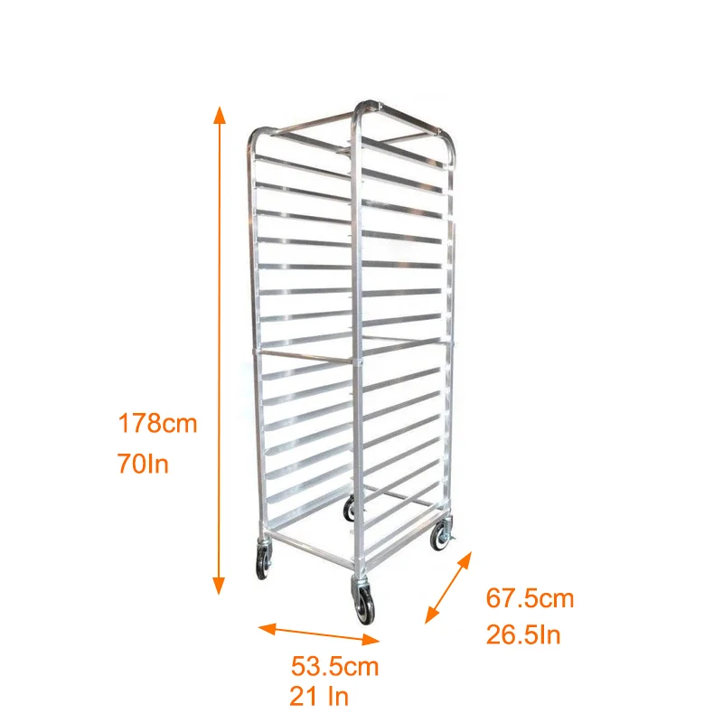 15 Tier 54x68x178cm Aluminum Heavy Duty Commercial Use Sheet Pan/ Baking Trays Rack Food Bread Display Bakery Trolley