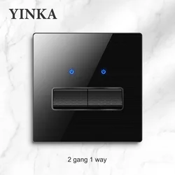 YINKA Customized Hot Sale Type 86 Black UK Standard Tempered Glass Light Switch Industrial Switch