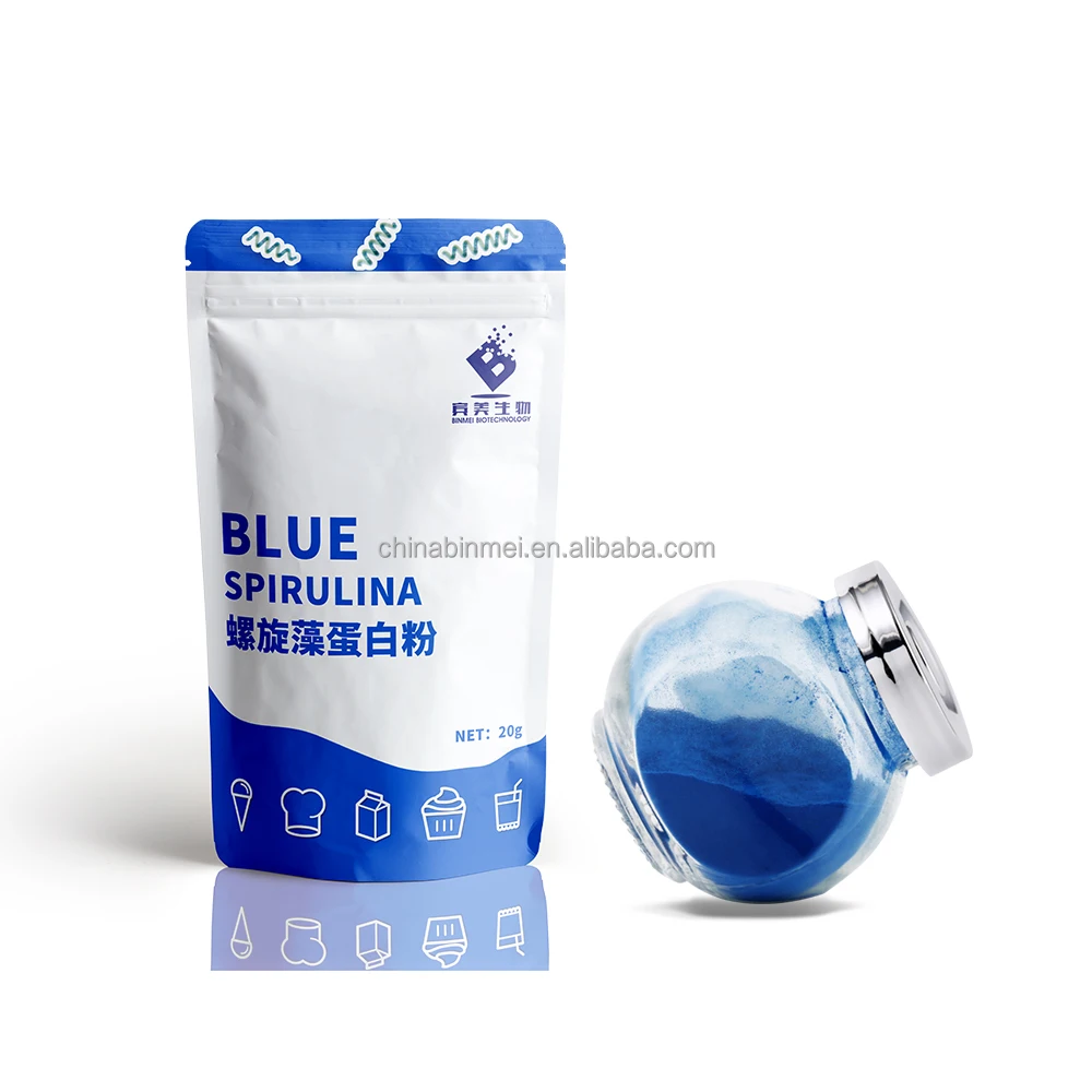 Spirulina Phycocyanin Powder E10 Manufacture 100% Natural Food Supplement Blue Herbal Extract Protein Whole Plant
