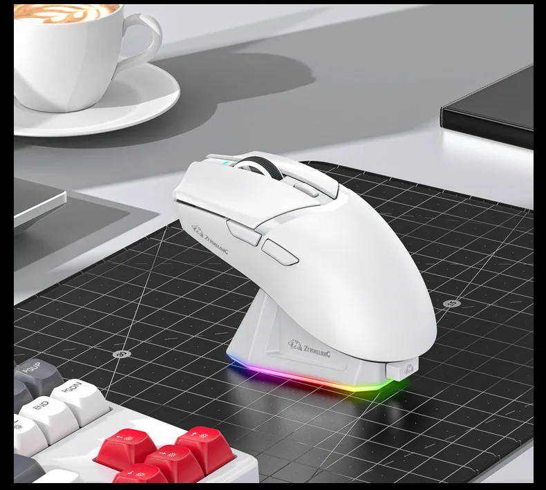 Free Wolf X2 Mouse Lightweight PAW3311 Wireless Tri-mode Gaming Mouse with Rechargeable RGB Base