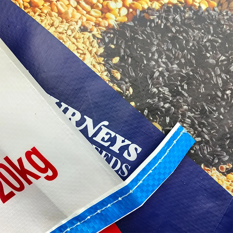 Factory wholesale 10kg 25kg 50kg portable laminated PP woven sack bag for cereal feed fodder rice packing with easy opening