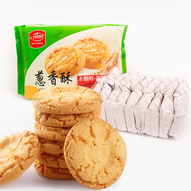 Wholesale high fiber oat meal replacement cookies dietary fiber sugar mellow fragrant green onion cookies snacks