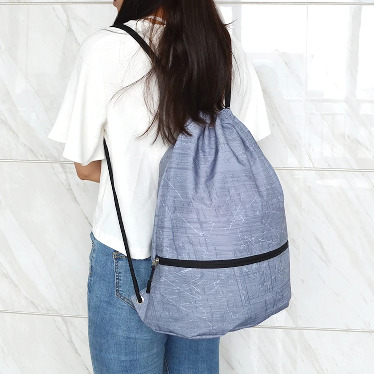 300D  RPET Polyester High Quality Sublimation Printing Recycled Wholesale Drawstring Backpack Factory