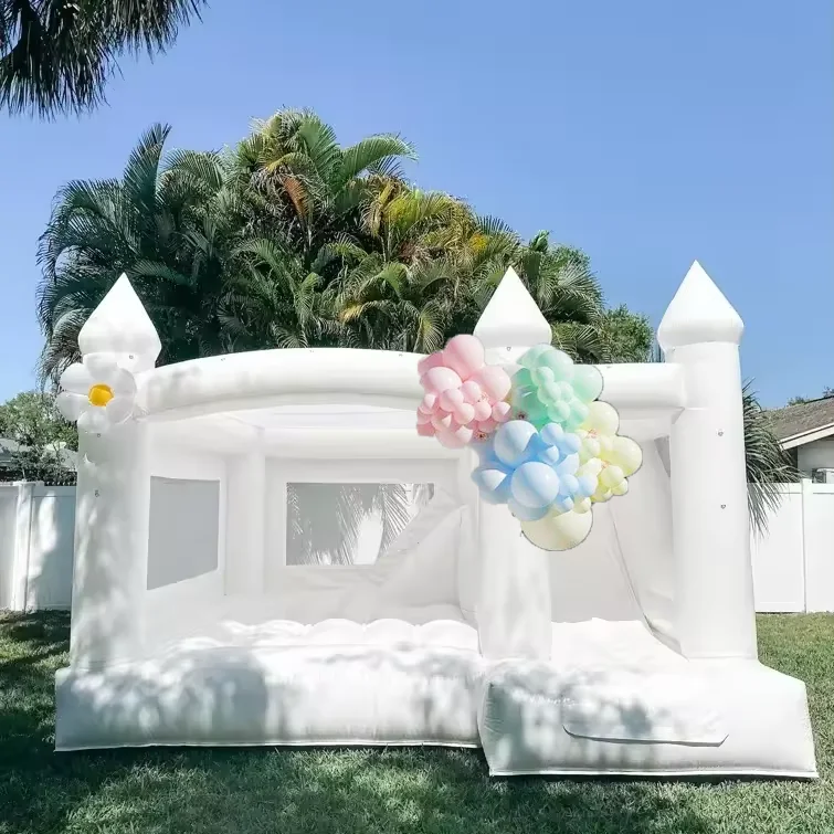 Hot sale commercial grade light pastel color wedding inflatable bounce house bouncer Jumper white bouncy castle jumping combo