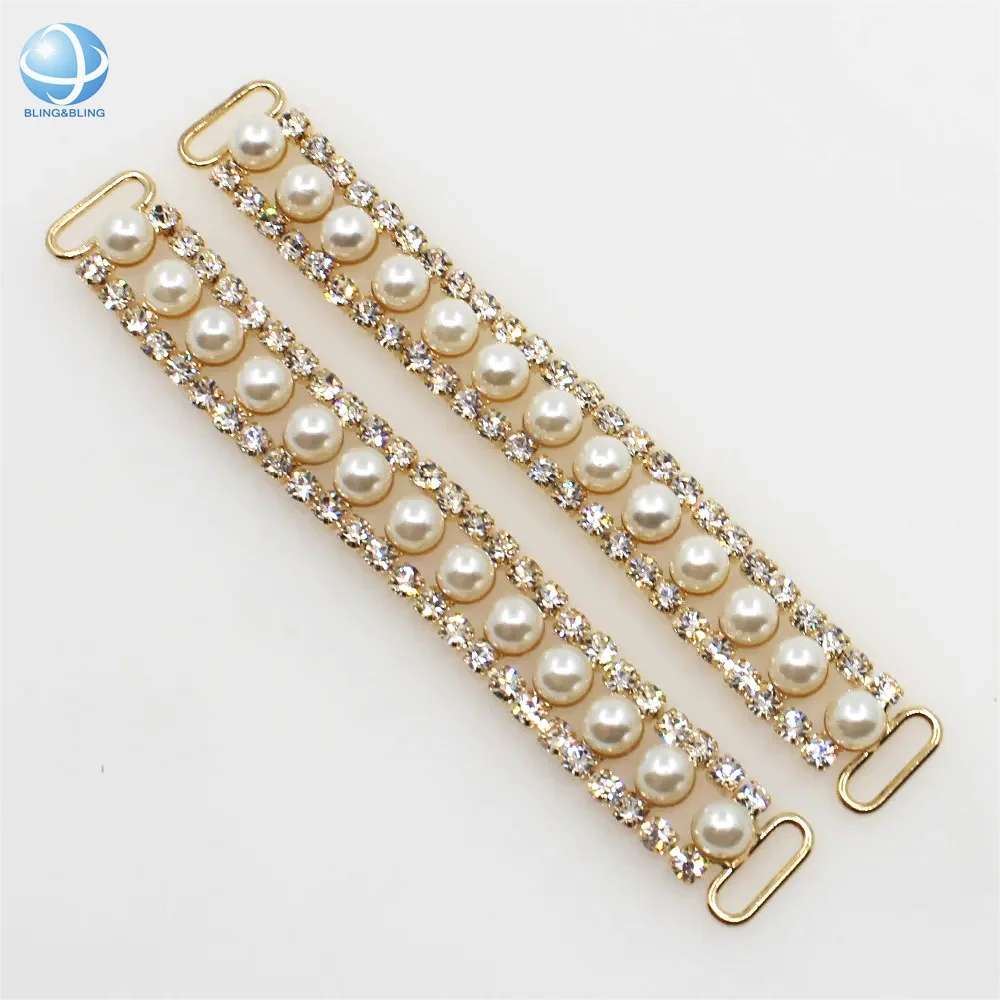 New Stylish Clothing Ornament Swimwear Accessories 10 cm Pearl Rhinestone Connector Buckle For Women Bikini Swimsuit Decoration