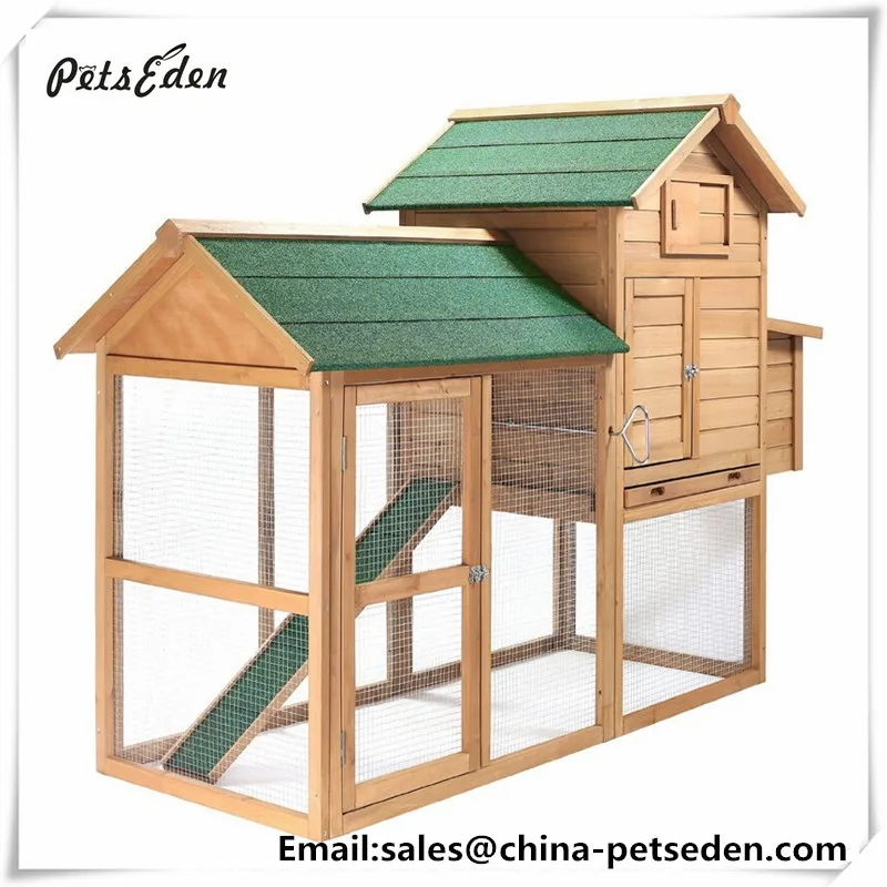 Wooden Chicken Coop Outdoor Backyard Large Fir Wood Coop with Running Fence