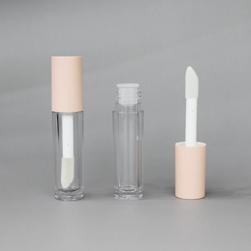 Big brush cosmetic lipgloss packaging high quality popular empty nude lip gloss tube lip container with nude cap