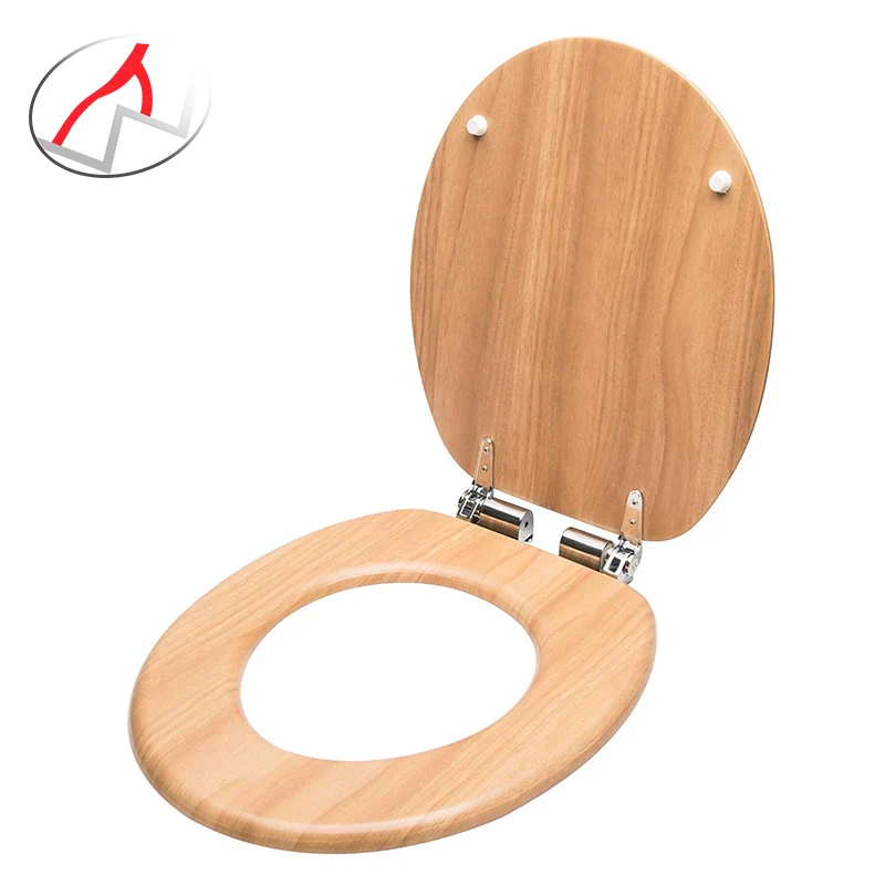 Wooden Toilet Seat, Soft Close WC Seat with Strong Hinge Ideal for Standard Toilet