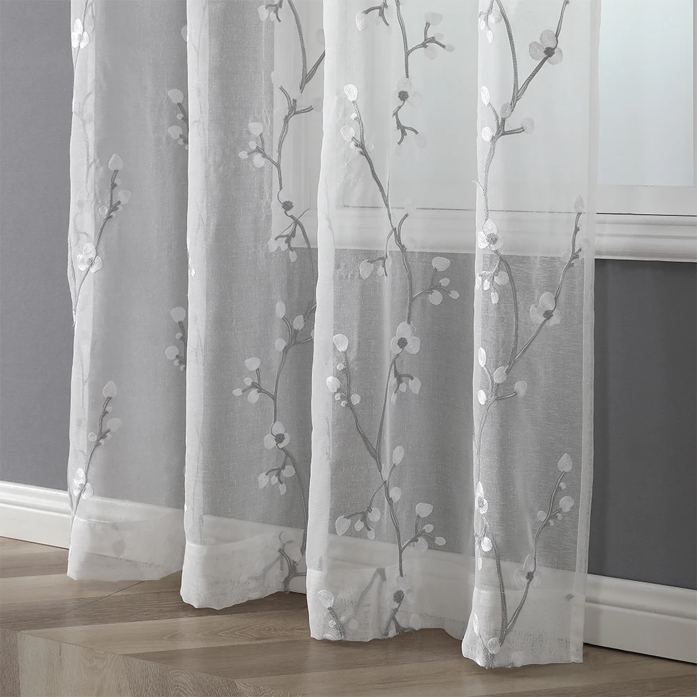 Window Sheer Curtain For Living room Chinese Style for Living room Bedroom Customized Plum blossom Print