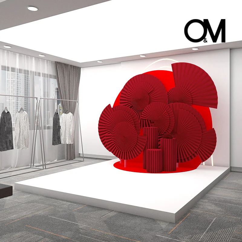 O&M Display Design Paper Decoration Fan Stores Windows Decoration For Wedding Event