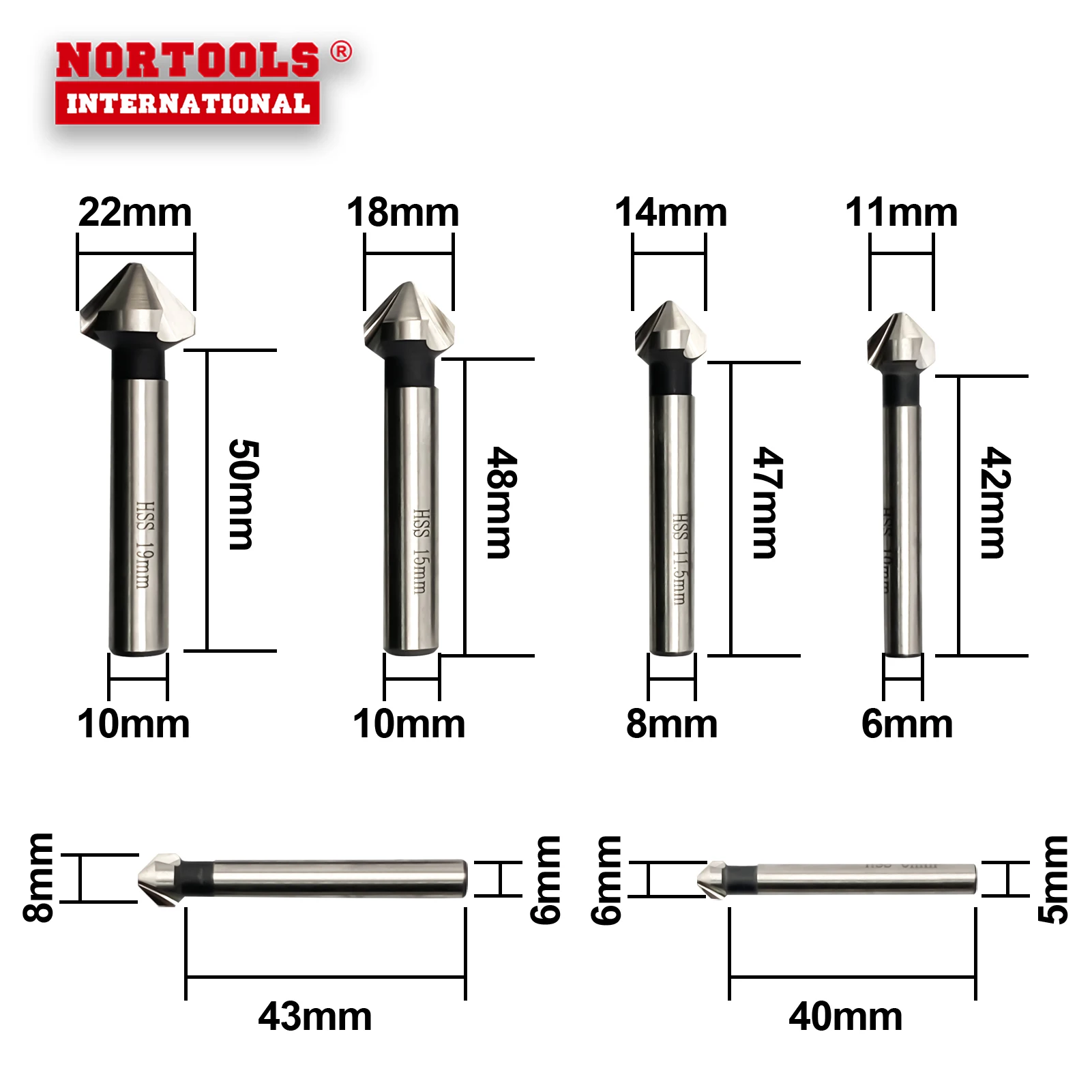 3 Flute HSS Countersink Drill Bit Counterbore For Metal Drilling