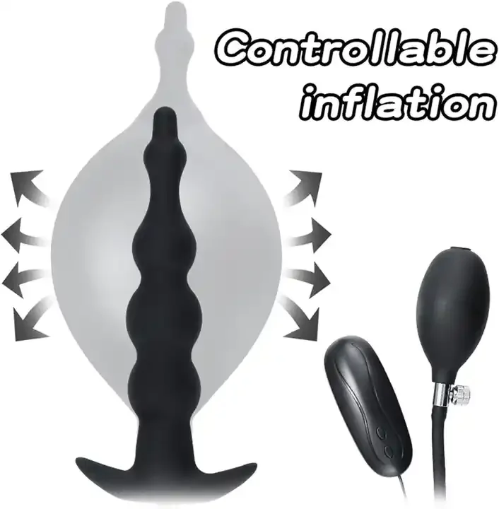 Anal Plug Inflatable Vibrators 12 Modes Vibrator Silicone Plug 2 in 1 Inflatable Vagina Butt Dilator BDSM Sex Toys for Men
