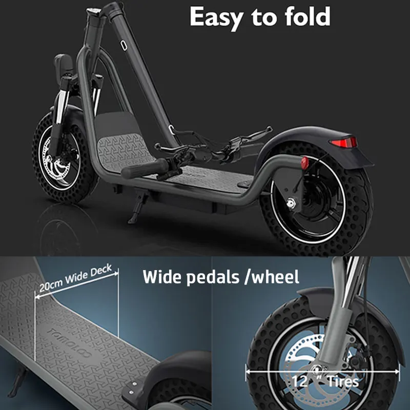 TOMOLOO F2 factory price wholesale long rang 80km 12inch fsat foldable powerful electric scooter off road