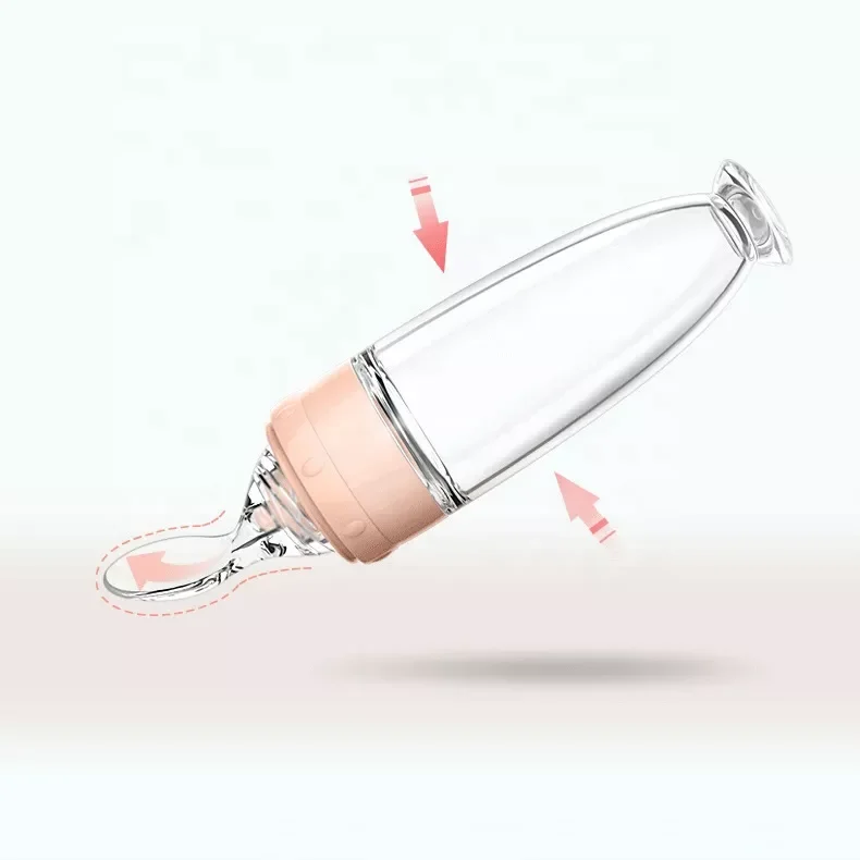 Best Selling Products Hot sale squeezable silicone baby feeding bottle with spoon