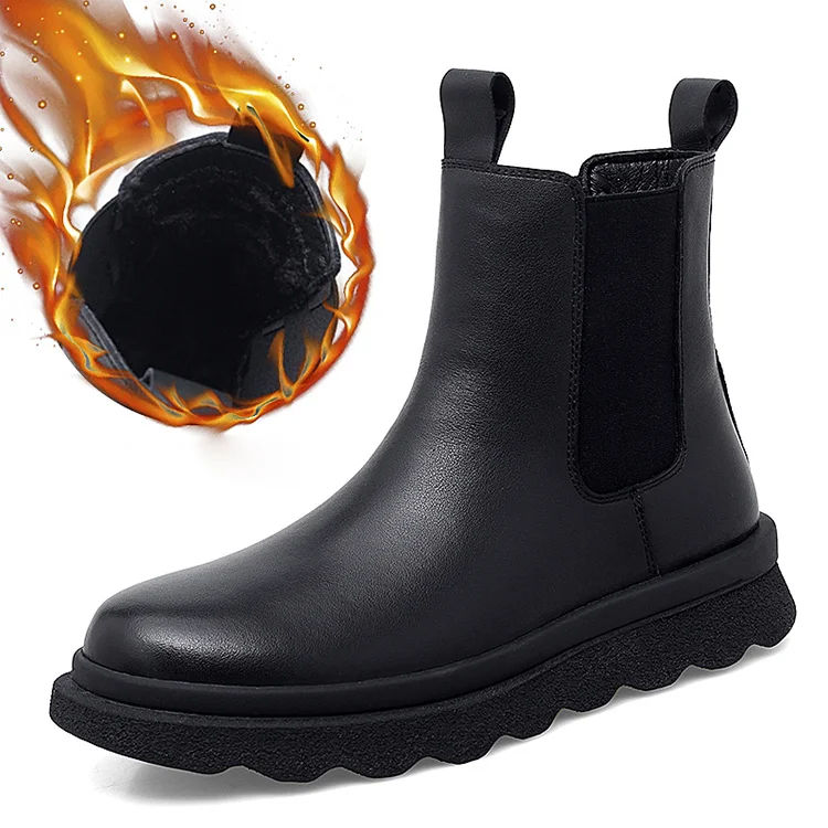 Classic high-top cowhide chimney keeps warm Men Boots Custom Logo Winter Shoes