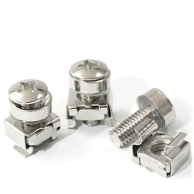 M6 *16 mm Rack Mount Cage Nuts, Screws and Washers  Square Insert Nuts for Audio Server Console Mounting Routers, Shelves