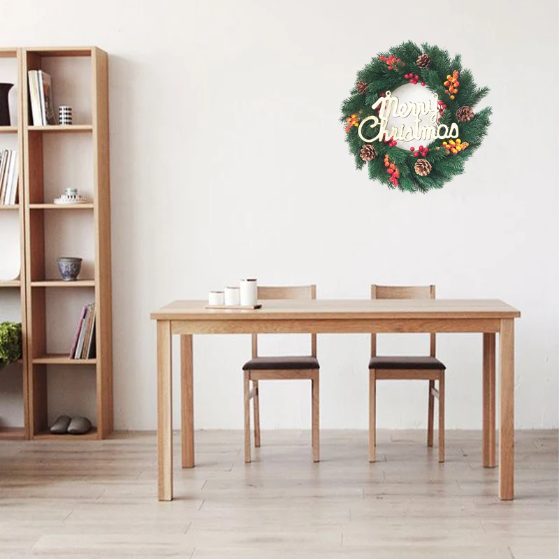 Popular wreath large 20 inches natural pine cone festival ornament decorations Christmas wreath with decorative red berry