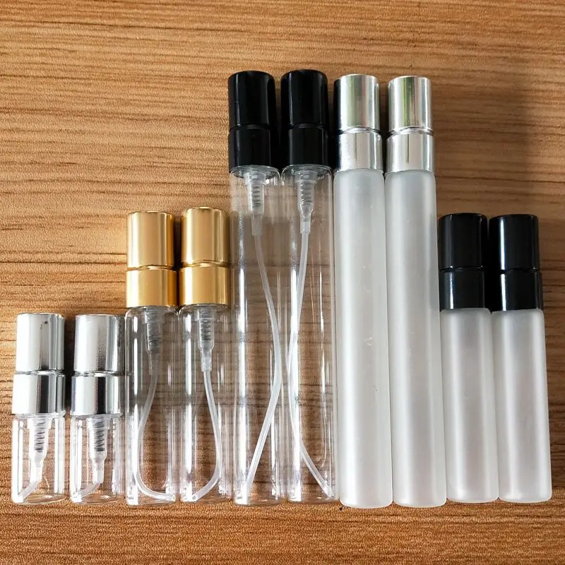 Wholesale 10ml Matte Black Perfume Glass Bottle Aluminium Spray Cap Atomizer Type Print Application 3ml Capacity Glass Vial Tube