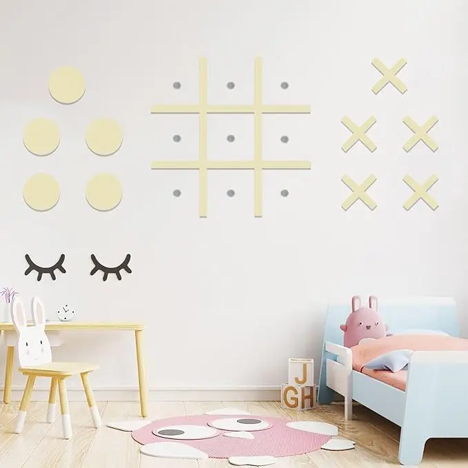 Magnetic Tic Tac Toe Wall-Mount Game Room Decor,Kids&Adults Indoor Party Game Modern Wall Decals for Kids Room