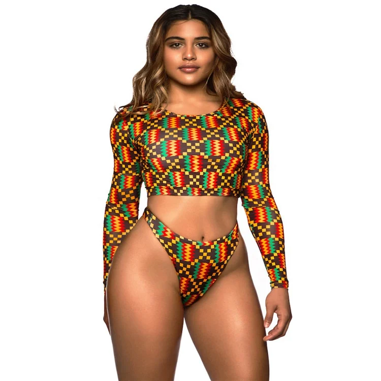 
African style women bikini beachwear customize two pieces set swimwear 2021 