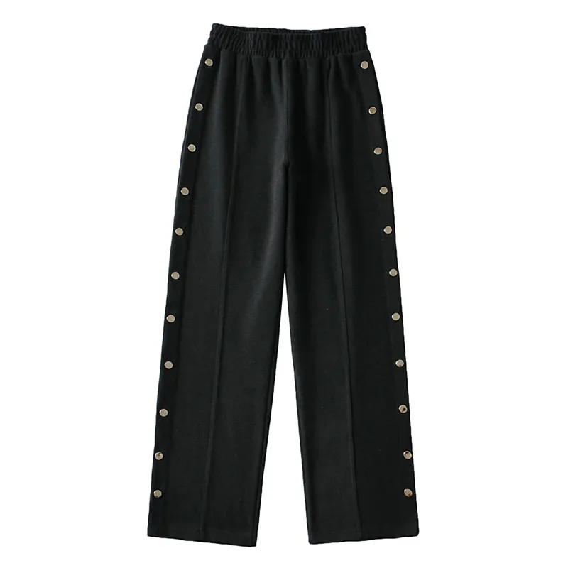 New Autumn Winter Side Stud Loose Hip Hop Dance Straight Sweatpants