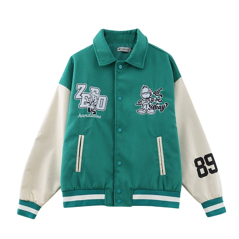 American retro street embroidery baseball uniform jacket for men and women Harajuku national brand loose couple casual jacket