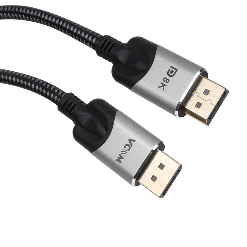 VCOM Braided 1.5M 5M 10M Displayport Male to Male Cable 8K 60Hz 4K 144Hz 32Gbps Audio Video 1.4V DP Cable