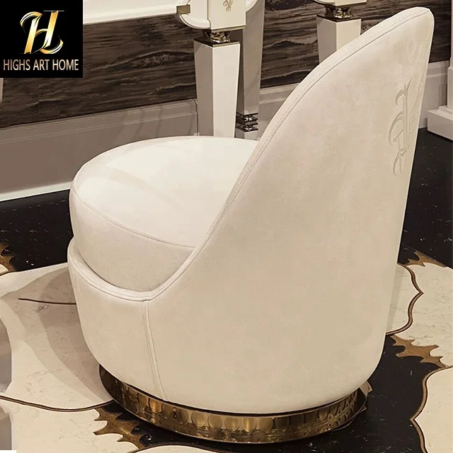 Luxury Lounge Chair With High Advanced Degree Rotation For Rest Villa Black Velvet Chair